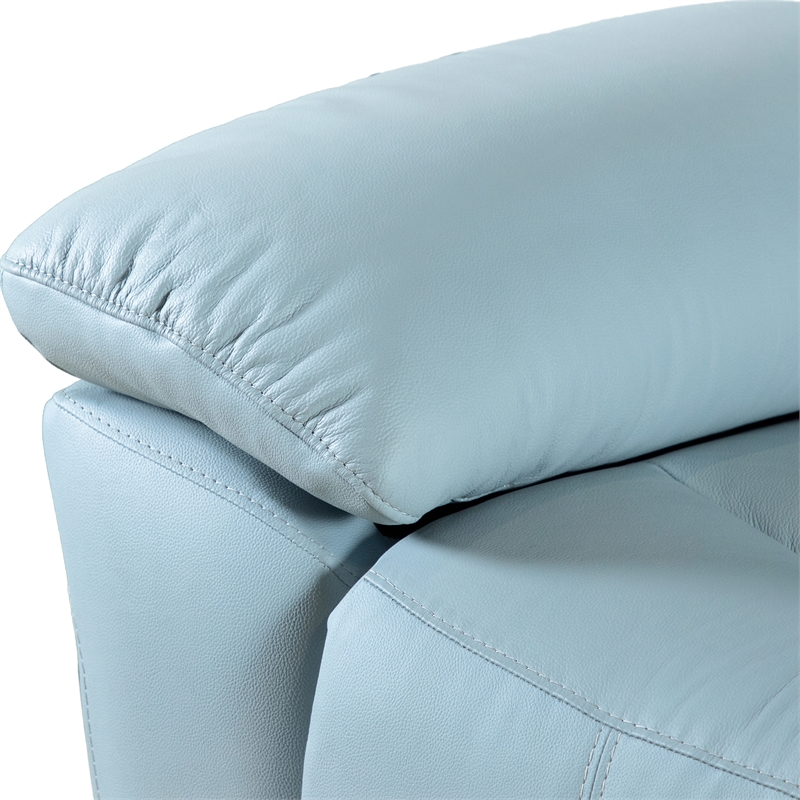 Furniture of America Sorin Blue Leather 2-Piece Manual Reclining Sofa Set