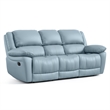 Furniture of America Sorin Blue Leather 3-Piece Manual Reclining Sofa Set
