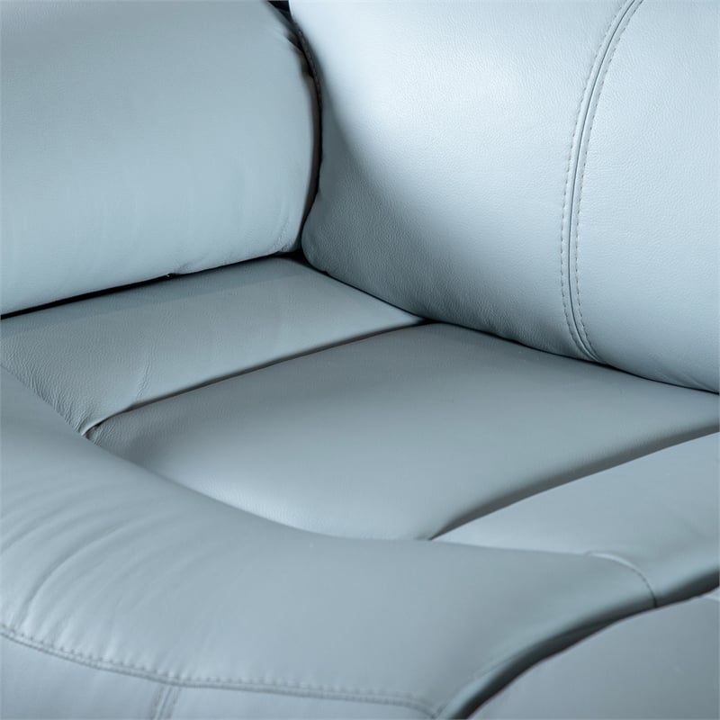 Furniture of America Sorin Blue Leather 3-Piece Manual Reclining Sofa Set