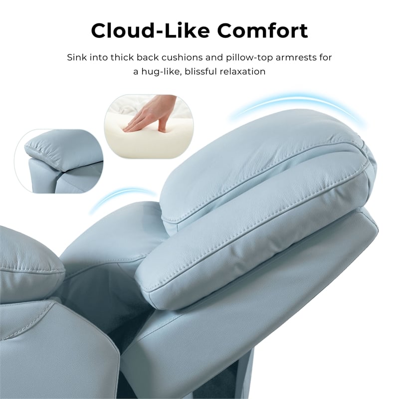 Furniture of America Sorin Blue Leather 3-Piece Manual Reclining Sofa Set