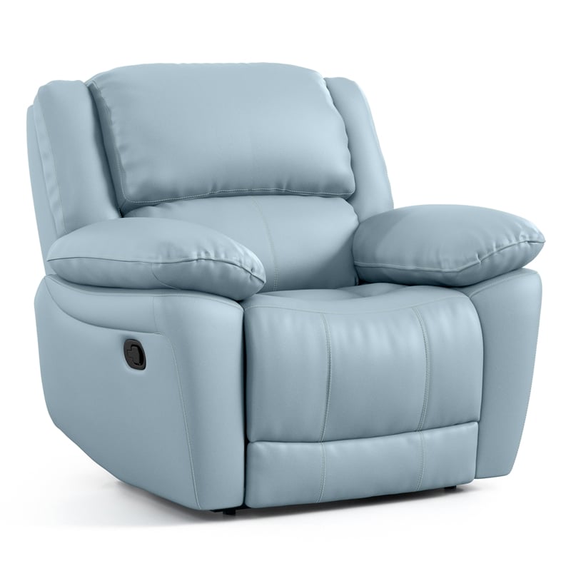 Furniture of America Sorin Blue Leather 3-Piece Manual Reclining Sofa Set