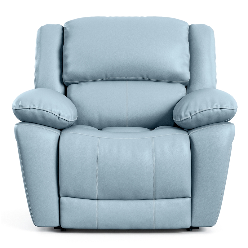 Furniture of America Sorin Blue Leather 3-Piece Manual Reclining Sofa Set