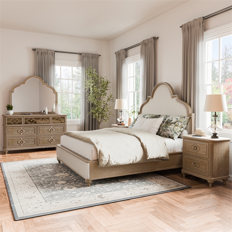 Furniture of America Weile Wood King 5-Piece Bedroom Set in Oak