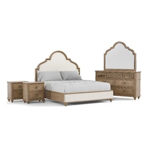Furniture of America Weile Wood King 5-Piece Bedroom Set in Oak