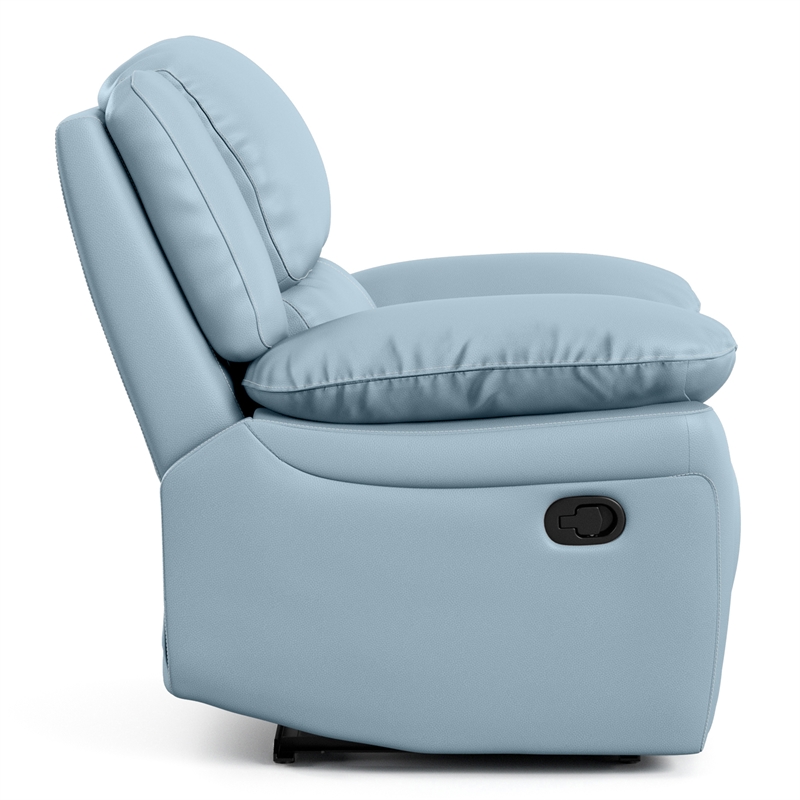 Furniture of America Sorin Blue Leather Match Manual Recliner