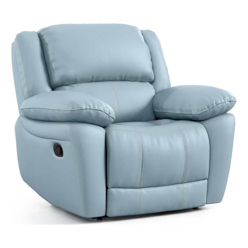 Furniture of America Sorin Blue Leather Match Manual Recliner