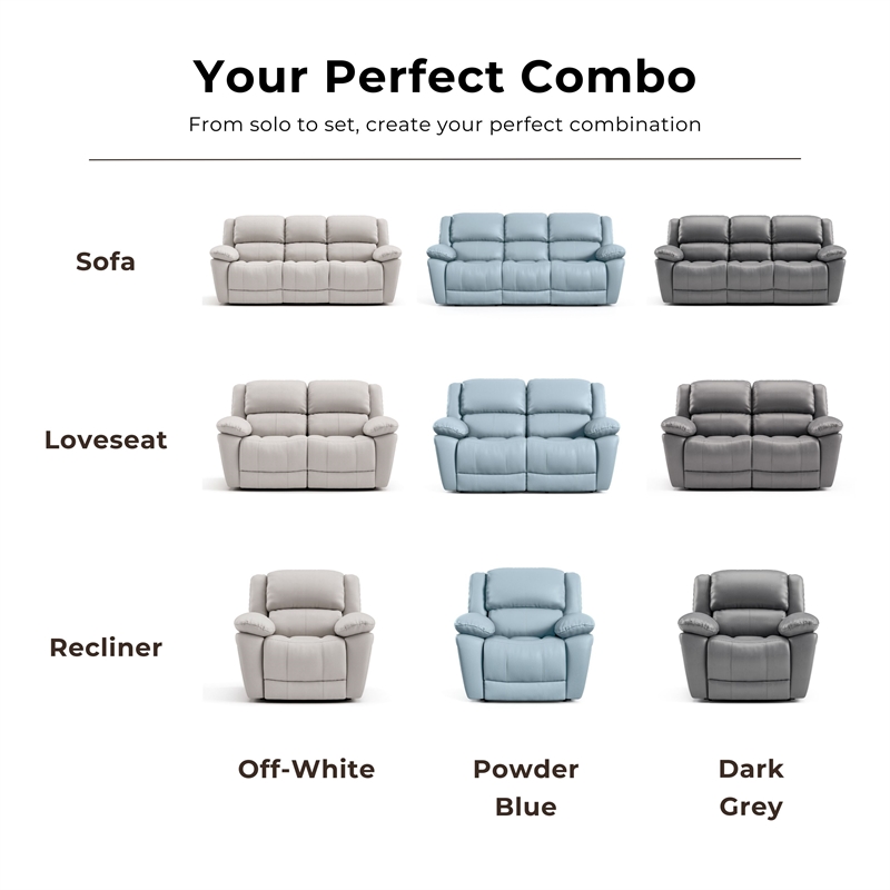 Furniture of America Sorin Blue Leather Match Manual Reclining Loveseat