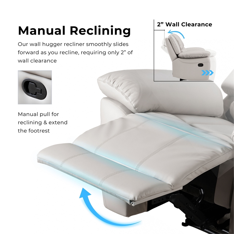 Furniture of America Sorin Blue Leather Match Manual Reclining Sofa