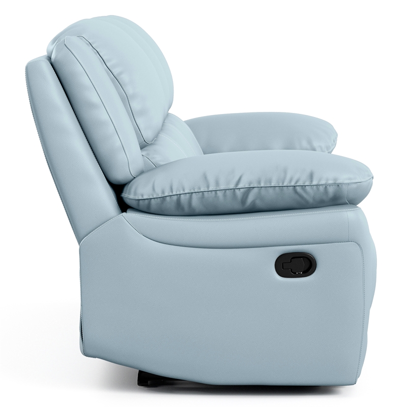 Furniture of America Sorin Blue Leather Match Manual Reclining Sofa