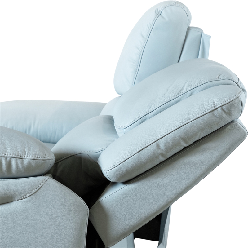 Furniture of America Sorin Blue Leather Match Manual Reclining Sofa