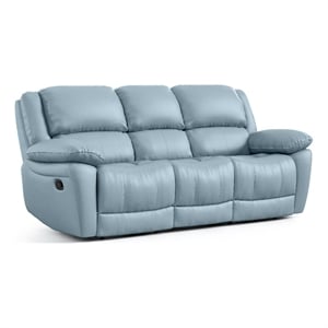 Furniture of America Sorin Blue Leather Match Manual Reclining Sofa
