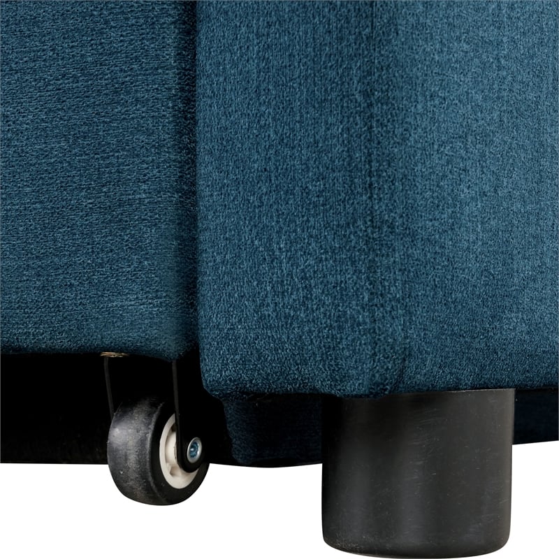 Furniture of America Osric Blue Fabric Chair with Pull-Out Bed and Pillows