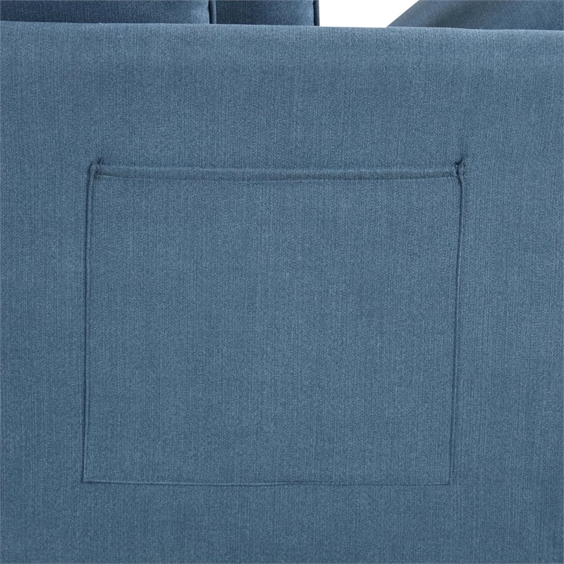 Furniture of America Osric Blue Fabric Chair with Pull-Out Bed and Pillows