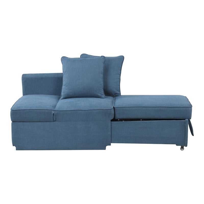 Furniture of America Osric Blue Fabric Chair with Pull-Out Bed and Pillows