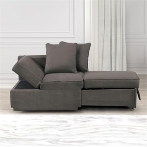 Furniture of America Osric Gray Fabric Chair with Pull-Out Bed and Pillows