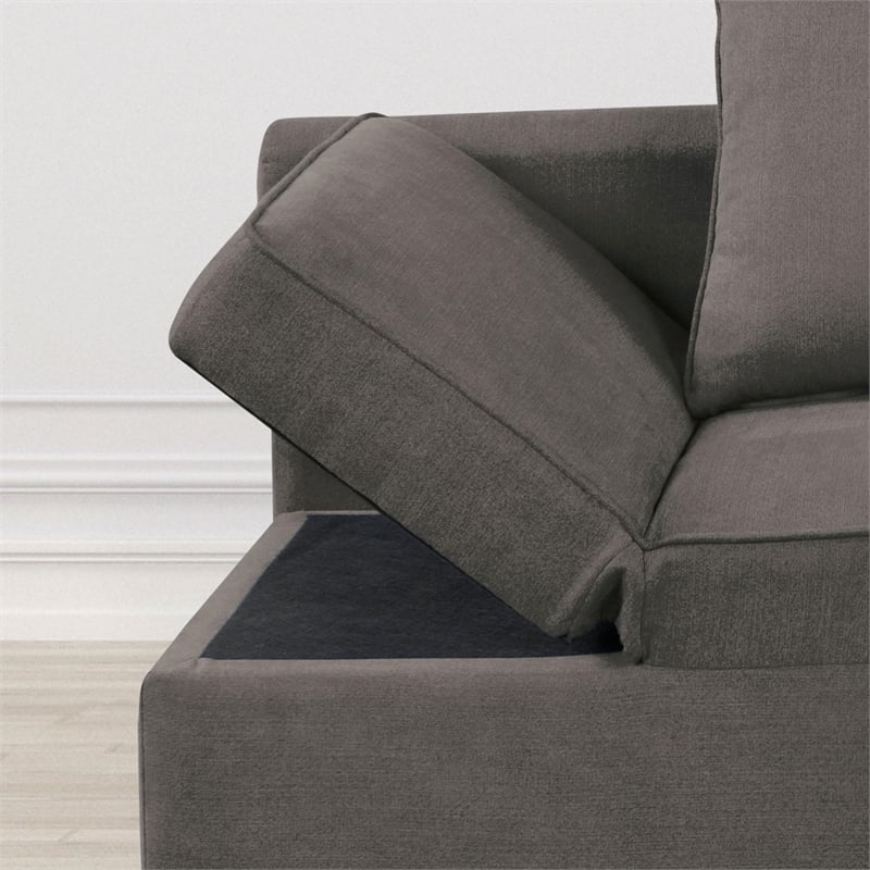 Furniture of America Osric Gray Fabric Chair with Pull-Out Bed and Pillows