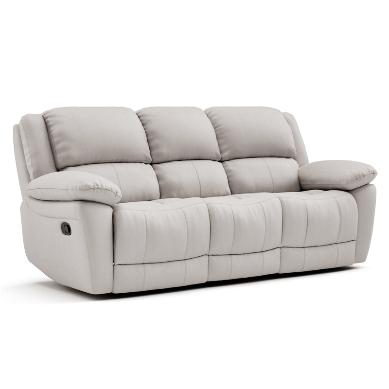 Furniture of America Sorin White Leather 3-Piece Manual Reclining Sofa Set