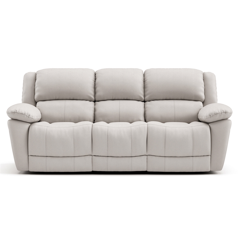 Furniture of America Sorin White Leather 3-Piece Manual Reclining Sofa Set