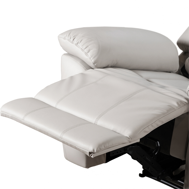 Furniture of America Sorin White Leather 3-Piece Manual Reclining Sofa Set