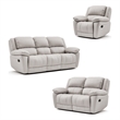 Furniture of America Sorin White Leather 3-Piece Manual Reclining Sofa Set
