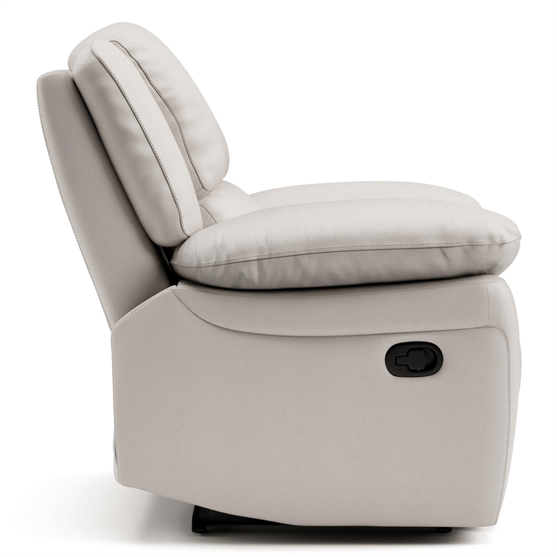 Furniture of America Sorin Antique White Leather Match Manual Recliner