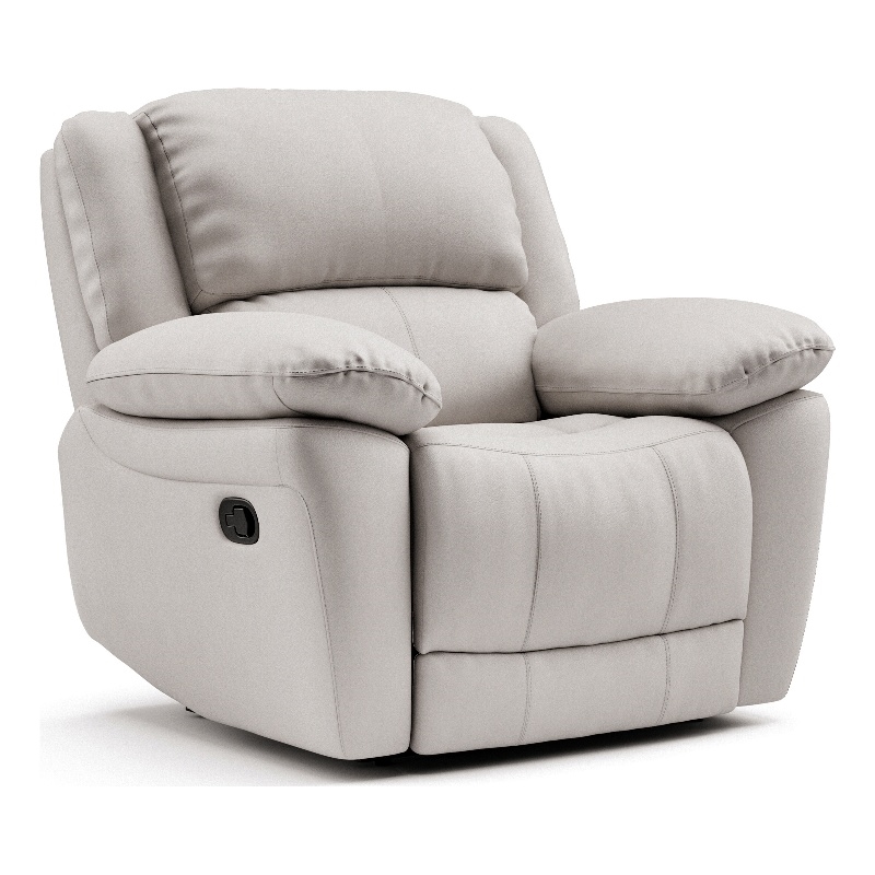 Furniture of America Sorin Antique White Leather Match Manual Recliner