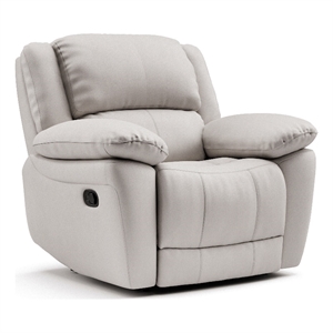 Furniture of America Sorin Antique White Leather Match Manual Recliner