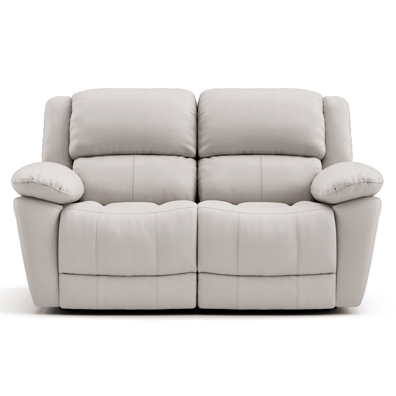 Furniture of America Sorin Antique White Leather Match Manual Reclining Loveseat