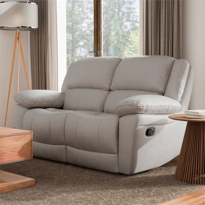 Furniture of America Sorin Antique White Leather Match Manual Reclining Loveseat