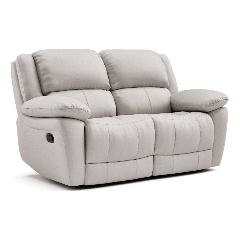 Furniture of America Sorin Antique White Leather Match Manual Reclining Loveseat