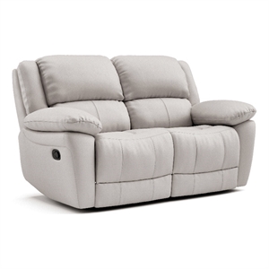 Furniture of America Sorin Antique White Leather Match Manual Reclining Loveseat