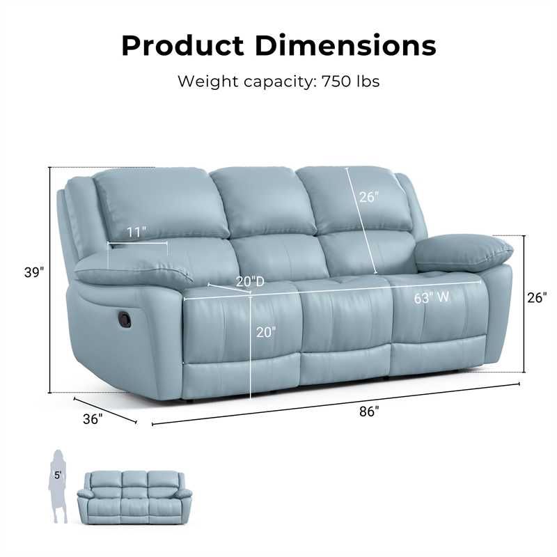 Furniture of America Sorin Antique White Leather Match Manual Reclining Sofa