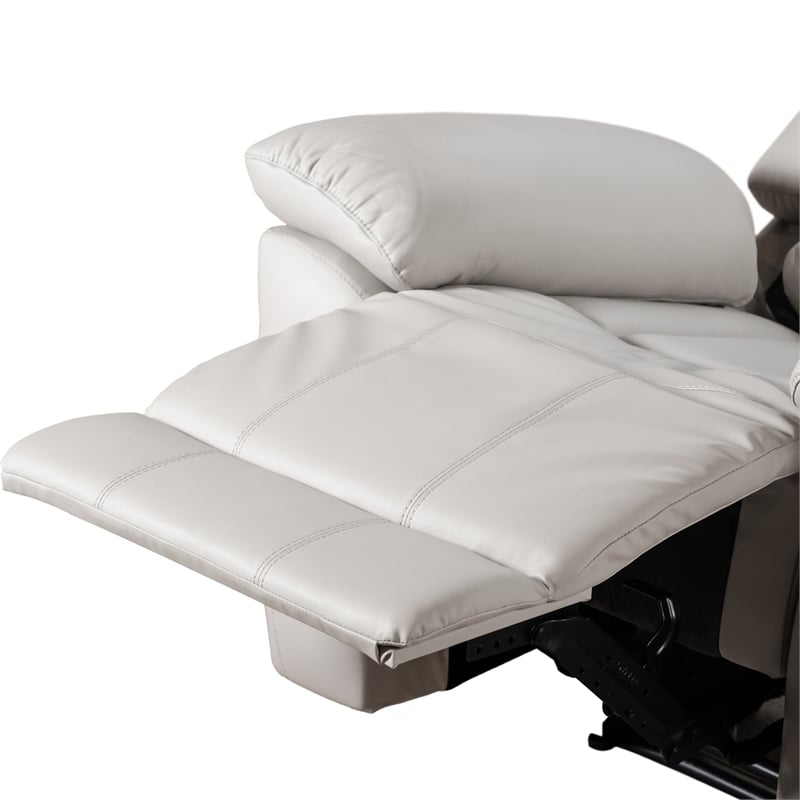 Furniture of America Sorin Antique White Leather Match Manual Reclining Sofa