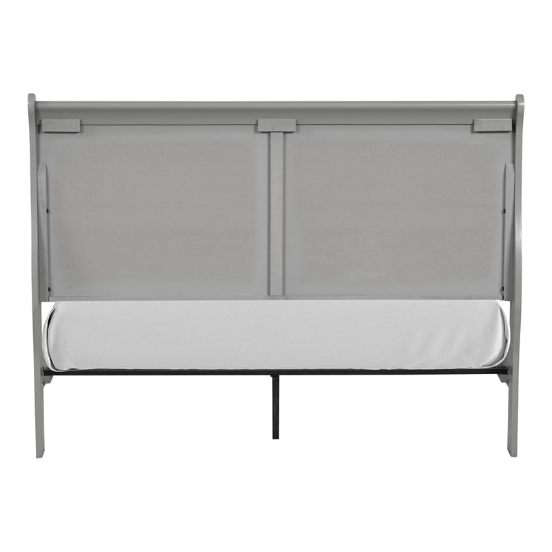 Furniture of America Toni Solid Wood Sleigh Queen Bed in Gray