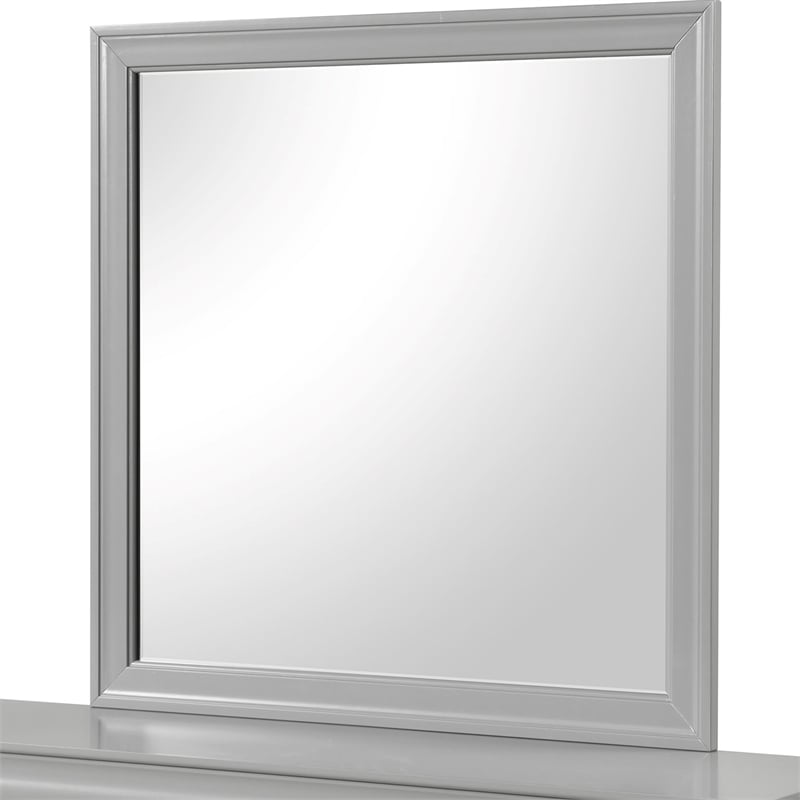 Furniture of America Toni Wood 6-Drawer Dresser with Mirror in Gray