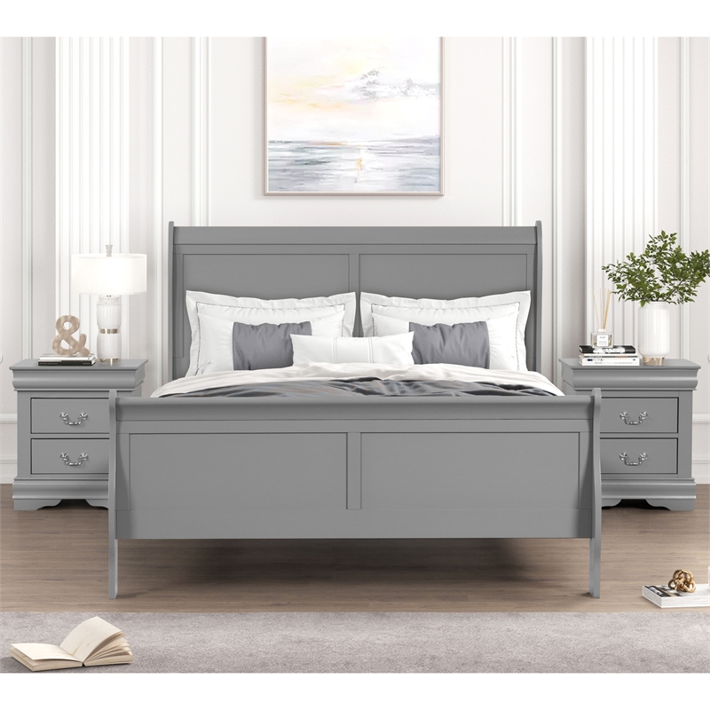 Furniture of America Toni Wood 3-Piece Queen Bedroom Set in Gray