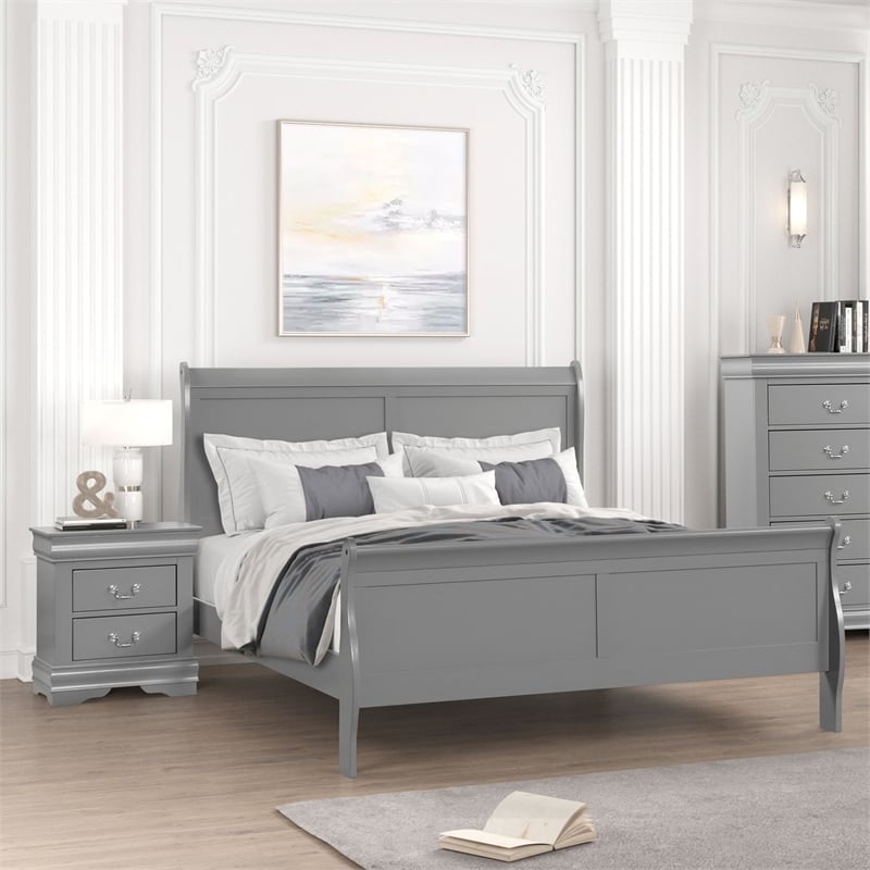 Furniture of America Toni Wood 2-Piece Full Bedroom Set in Gray