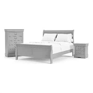 Furniture of America Toni Wood 3-Piece Queen Bedroom Set in Gray