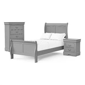 Furniture of America Toni Wood 3-Piece Twin Bedroom Set in Gray