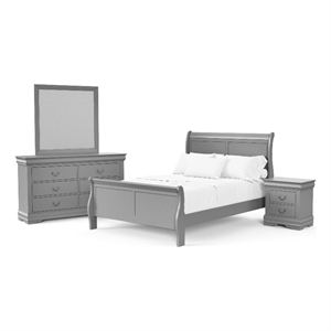 Furniture of America Toni Wood 4-Piece Full Bedroom Set in Gray