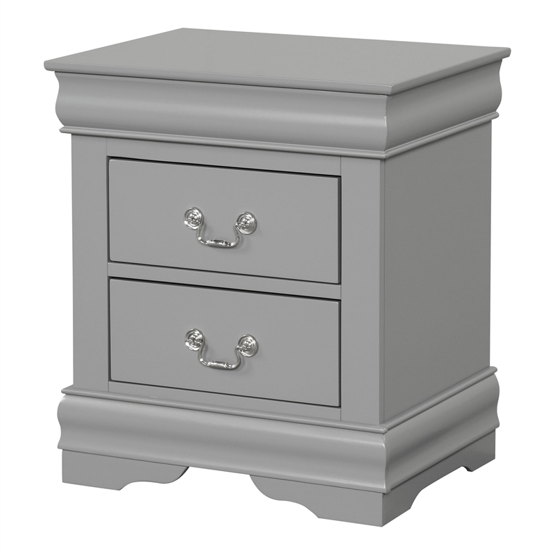 Furniture of America Toni Wood Dovetail 2-Drawer Nightstand in Gray