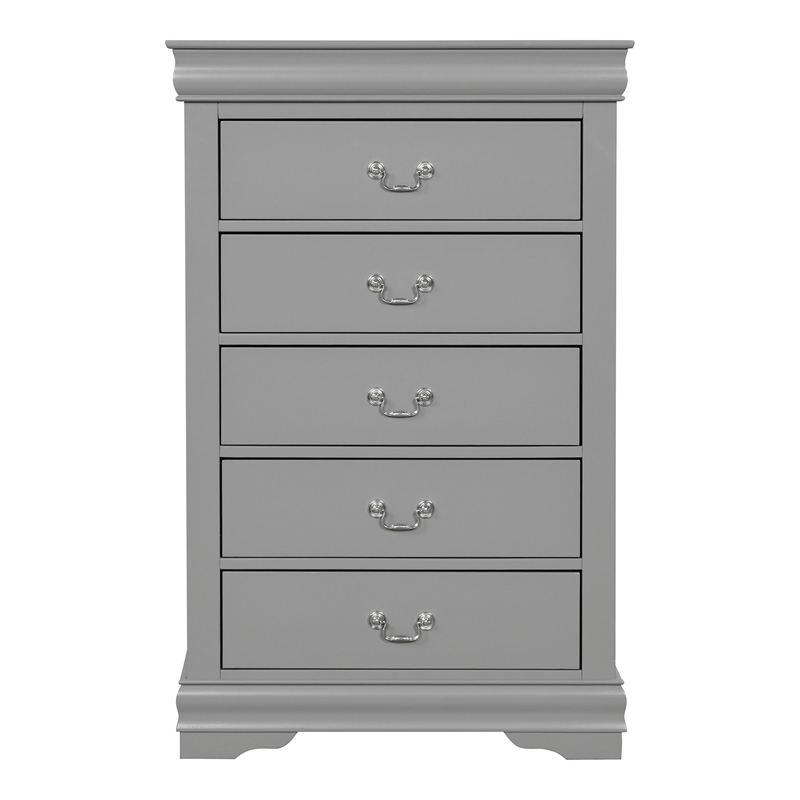 Furniture of America Toni Wood 3-Piece Nightstand and Chest Set in Gray