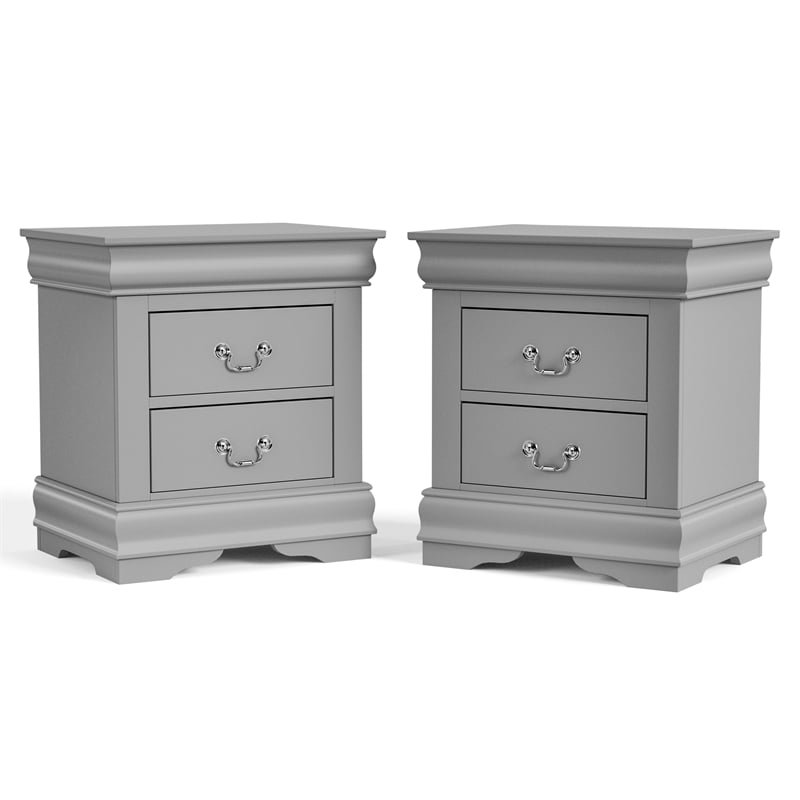 Furniture of America Toni Wood 3-Piece Nightstand and Dresser Set in Gray
