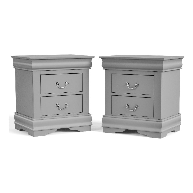 Furniture of America Toni Wood 2-Drawer Nightstand in Gray (Set of 2)