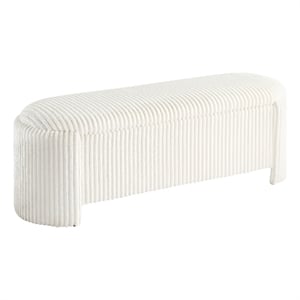 Furniture of America Alessia Corduroy Fabric Storage Compartment Bench in Beige