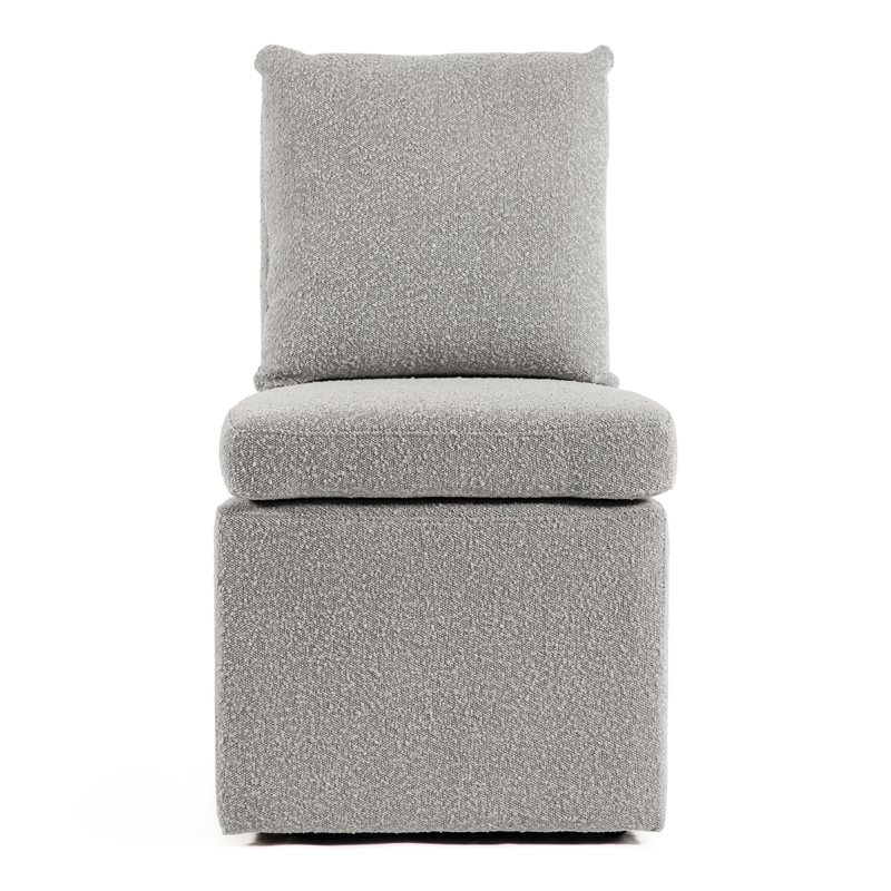 Furniture of America Mortimer Boucle Fabric Swivel Gray Side Chair with Casters