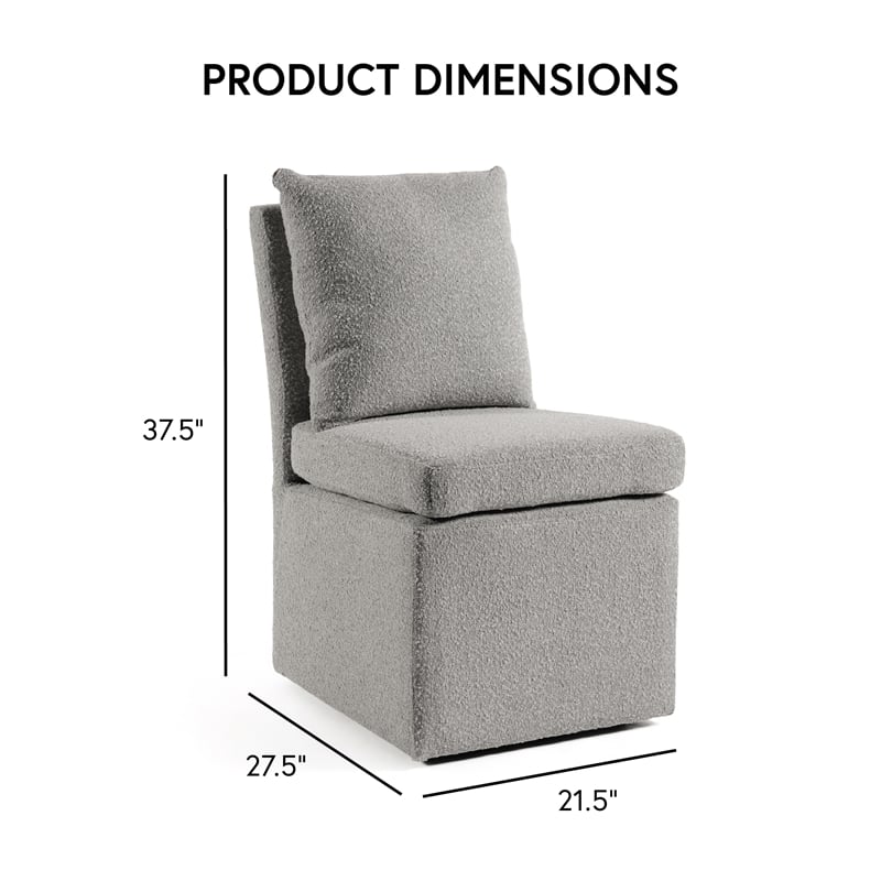 Furniture of America Mortimer Boucle Fabric Swivel Gray Side Chair with Casters