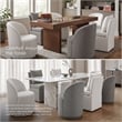 Furniture of America Mortimer Boucle Fabric Swivel Gray Side Chair with Casters