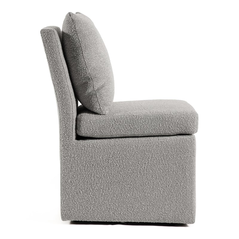 Furniture of America Mortimer Boucle Fabric Swivel Gray Side Chair with Casters