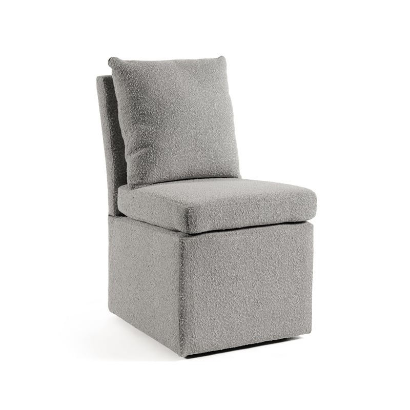 Furniture of America Mortimer Boucle Fabric Swivel Gray Side Chair with Casters